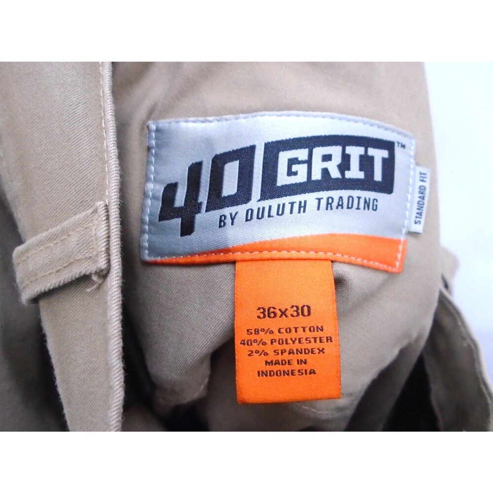 Duluth Trading 40 Grit Cargo Pants Mens 36x30 Tan Flex Workwear Standard Fit - Picture 3 of 11